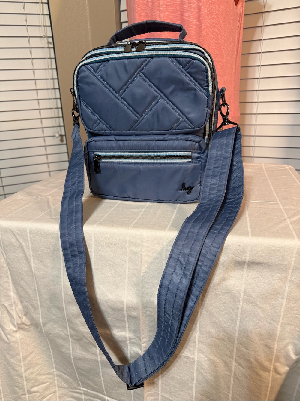 Lug Quilted Blue Crossbody Bag